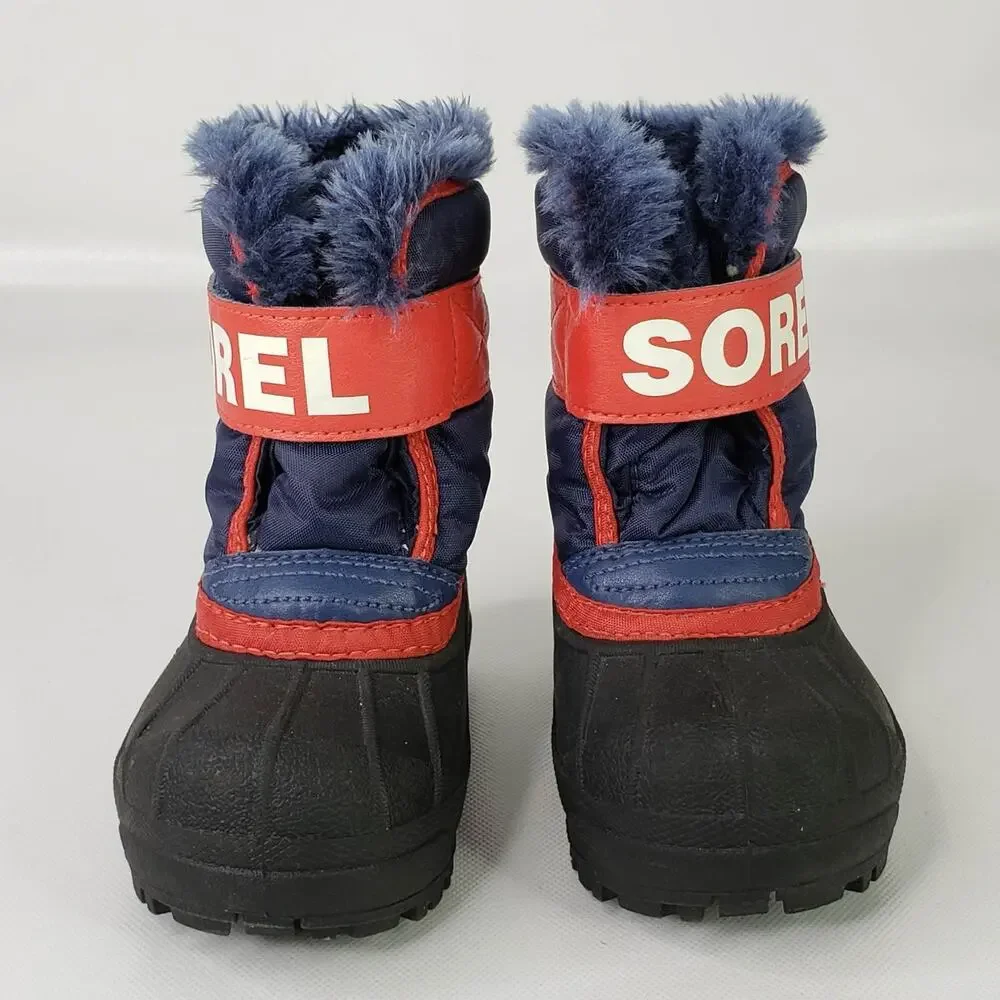 Sorel Toddler Snow Commander Snow Boots Size 6 Black Super Blue pull on